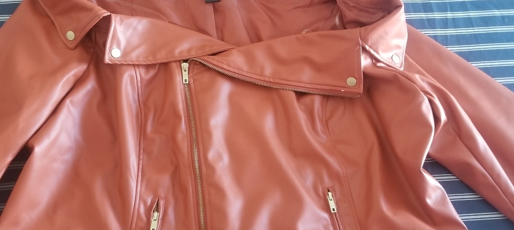 Orange Moto on or off shoulder jacket plus size